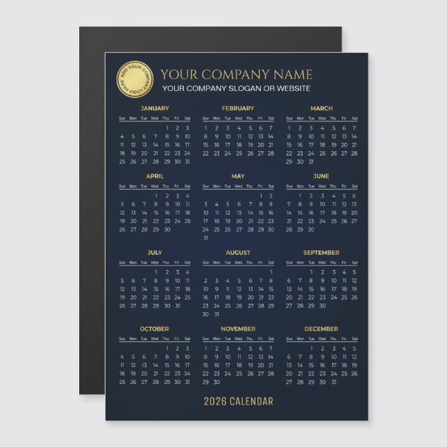 Create Your Own 2026 Company Calendar | Magnet (Frente/Verso)