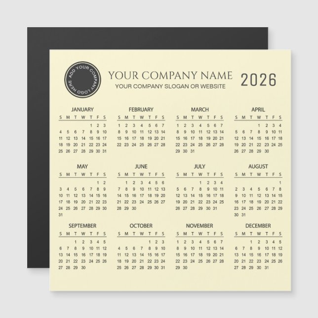 Create Your Own 2026 Company Calendar | Magnet (Frente/Verso)