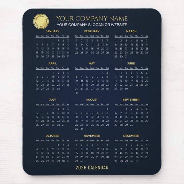 Create Your Own 2026 Company Calendar | Mousepad (Frente)