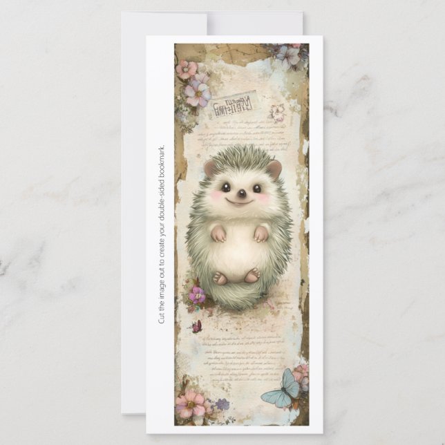 Create Your Own Cute Hedgehog Bookmark Card (Frente)
