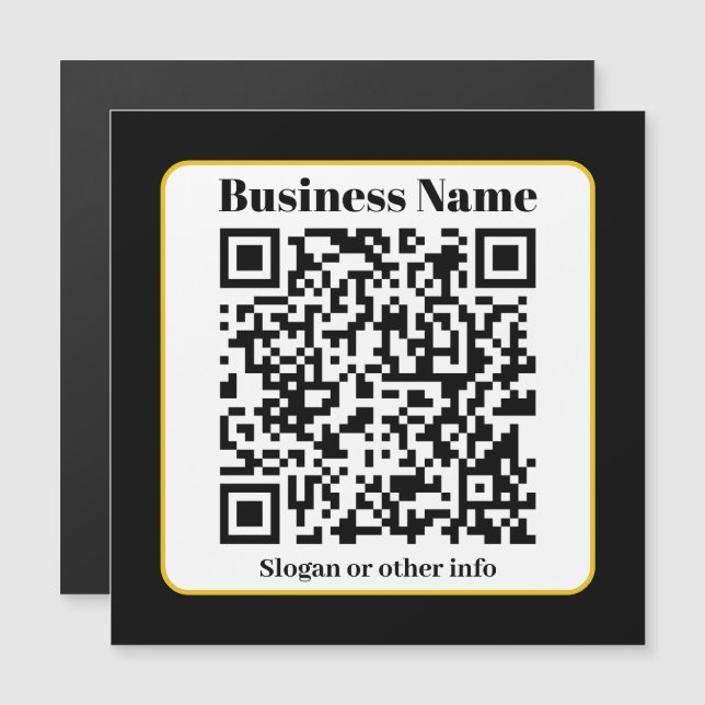 Create Your Own QR Code | Black White Gold Border (Frente/Verso)