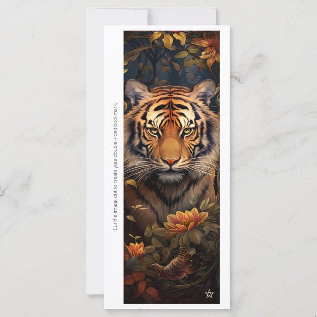 Create Your Own Regal Tiger Floral Bookmark Card (Frente)