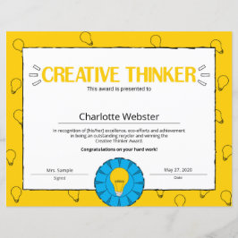 Creative Thinker Certificate of Achievement PDF
