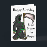 Creeper a ceifeira - cartão engraçado do<br><div class="desc">Modelo do vertical do cartão</div>