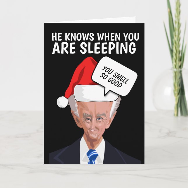 CREEPY JOE BIDEN SNIFF CHRISTMAS GREETING CARTÃO (Frente)
