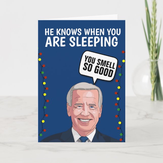 CREEPY JOE BIDEN SNIFF CHRISTMAS GREETING CARTÃO (Frente)