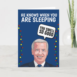 CREEPY JOE BIDEN SNIFF CHRISTMAS GREETING CARTÃO