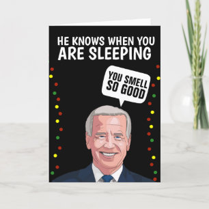 CREEPY JOE BIDEN SNIFF CHRISTMAS GREETING CARTÃO
