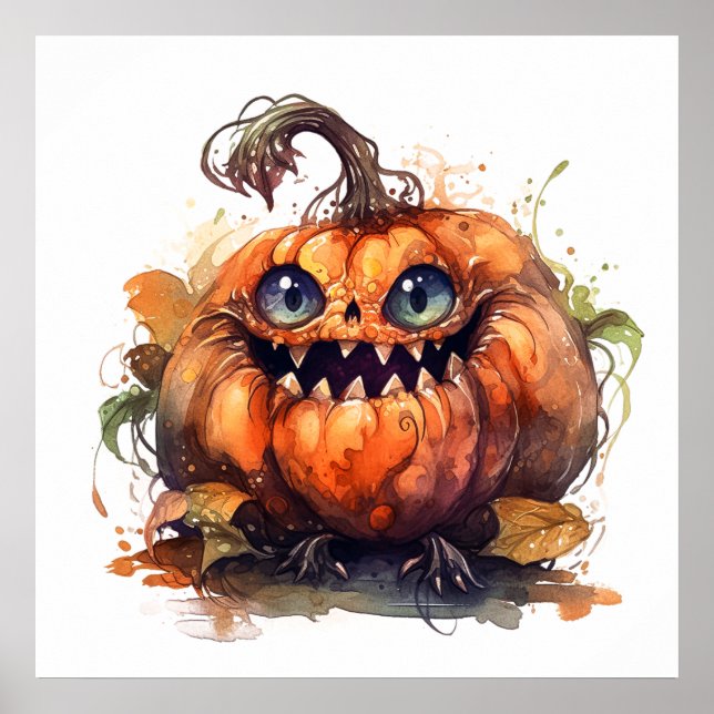 Creepy Pumpkin Art Poster (Frente)