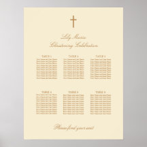 Creme 6 Gráfico de Assentos de Natal Poster