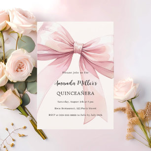 Creme cor-de-rosa Quinceanera Convite