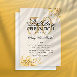 Creme de convite Dourado Elegante de Aniversário d