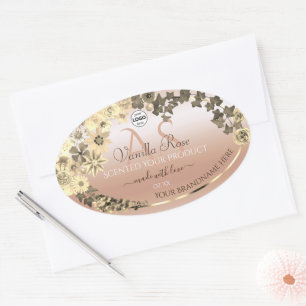 Creme de coral floral Etiquetas de produto Logotip