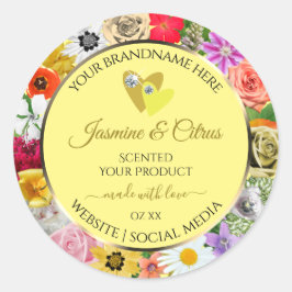 Creme de flores coloridas etiquetas de produto com