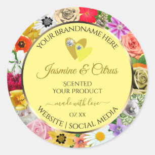 Creme de flores coloridas etiquetas de produto com