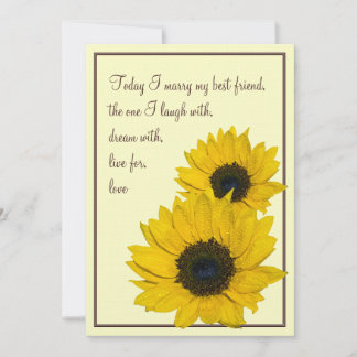 Creme de girassol Amarelo Convite para Casamento B