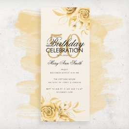 Creme Dourado Elegante de Aniversário Floral