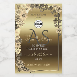 Creme Dourado Floral Rótulos de produto Monograma