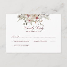Creme e Marsala Aquarelas RSVP de Casamento