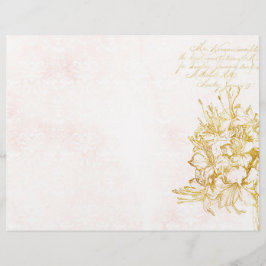 Creme Elegante e Papel Scrapbook Dourado Damask