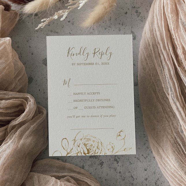 Creme Floral Gilded e Cartão RSVP de Solicitação d (Criador carregado)