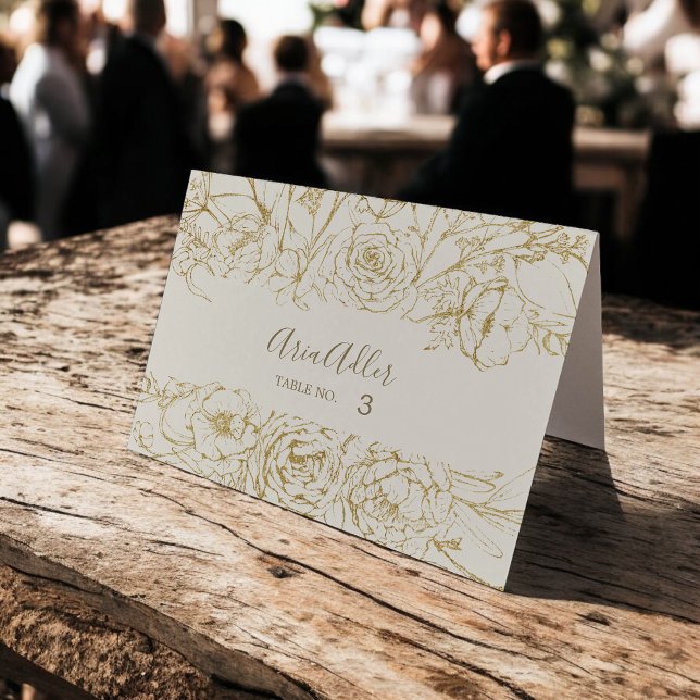 Creme Imprimível Floral e Cartões de Lugar Dourado (Gilded Floral Printable Cream and Gold Place Cards)