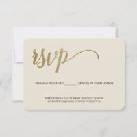 Creme Moderno Dourado RSVP sem envio Assento Reser
