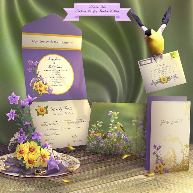 Creme para Casamento Primavera Goldfinch (Spring into your wedding with Arisdale Arts Goldfinch Garden and Spring Garden Collection set.)