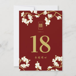 Creme Peach/Plum Blossoms Dupla Felicidade Casamen