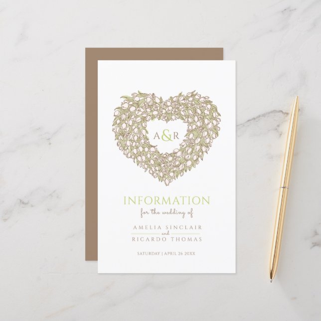 Creme tulipas informações do convidado de casament (Frente/Verso In Situ)