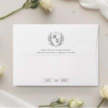 Crescente de casamento clássico monograma preto e 