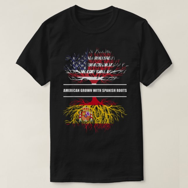 Crescido Americano Com Raízes Espanholas Camiseta  (Frente do Design)