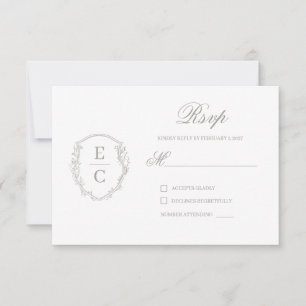 Crest Monograma Heritage Casamento RSVP Bege