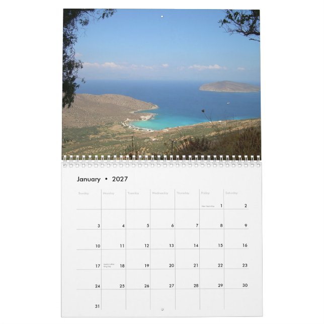 CRETE, Calendário de Parede de GRÉCIAS (Jan 2027)