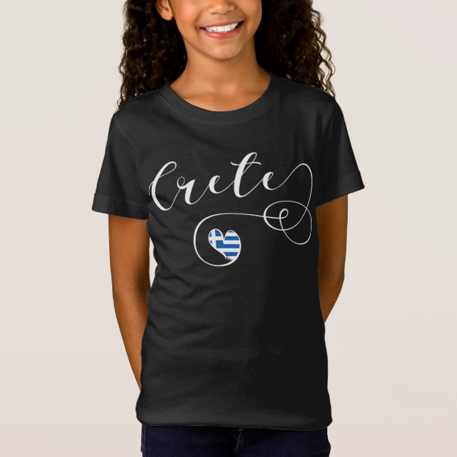 Crete Heart Flag, Grécia, Cretan T-Shirt (Frente)