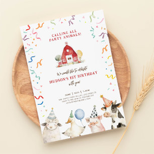 Criações Fazenda Garoto Barnyard Convite de Aniver