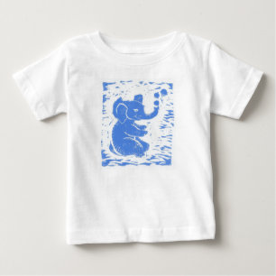 Criança Baby Blue Elephant soprando bolhas T-shirt