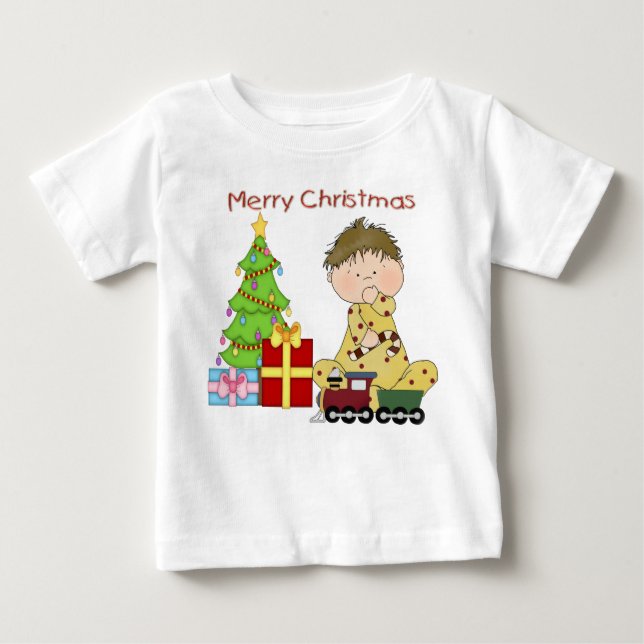Criança de Natal feliz T-Shirt de longa manga (Frente)