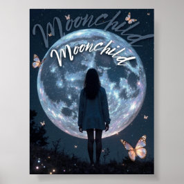 Criança-mãe - Garota celestial com Poster lua