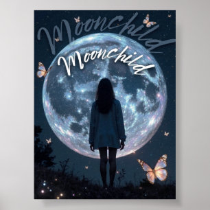 Criança-mãe - Garota celestial com Poster lua