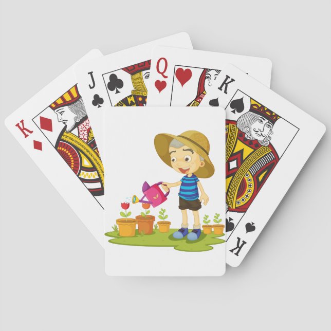 Criança Regando Plantas Cartas de Baralho (Verso)