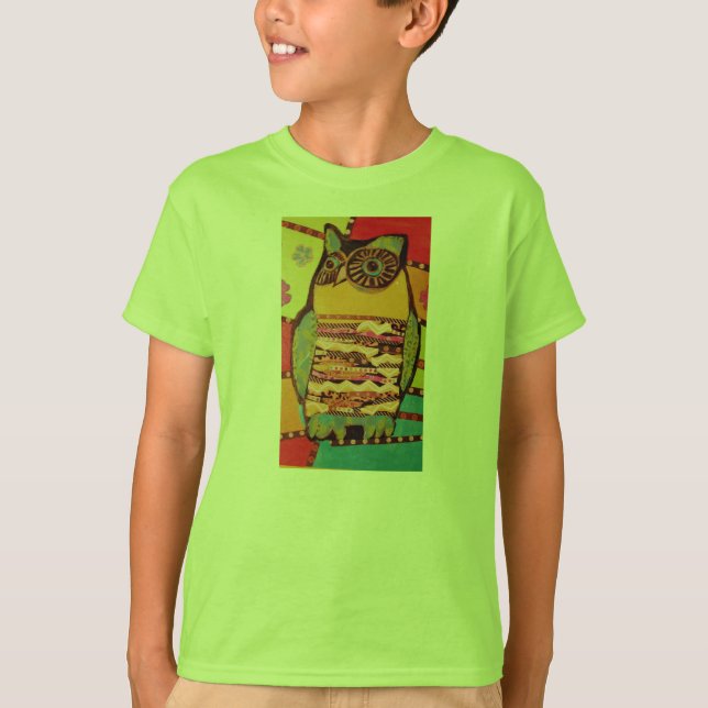 Crianças 3/4 Capa T-Shirt com Design de Coruja Bri (Frente)