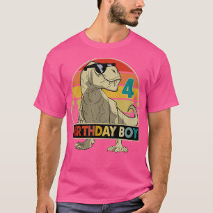 Crianças 4º Aniversário T Rex Camisa Dino Dinossau
