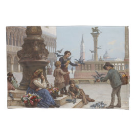 Crianças alimentando pombos em Veneza (por Paolett