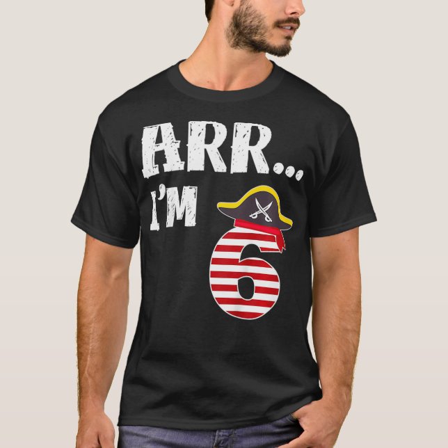 Crianças Arr Im 6 T Camisa Pirata Tema 6 Aniversár (Frente)