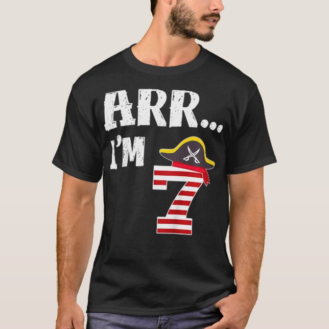Crianças Arr Im 7 T Camisa Pirata Tema 7 Aniversár (Frente)