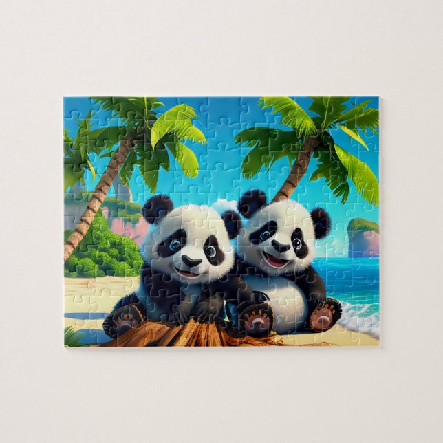 Crianças Bebê Pandas Jigsen Quebra-cabeça - Tropic (Horizontal)