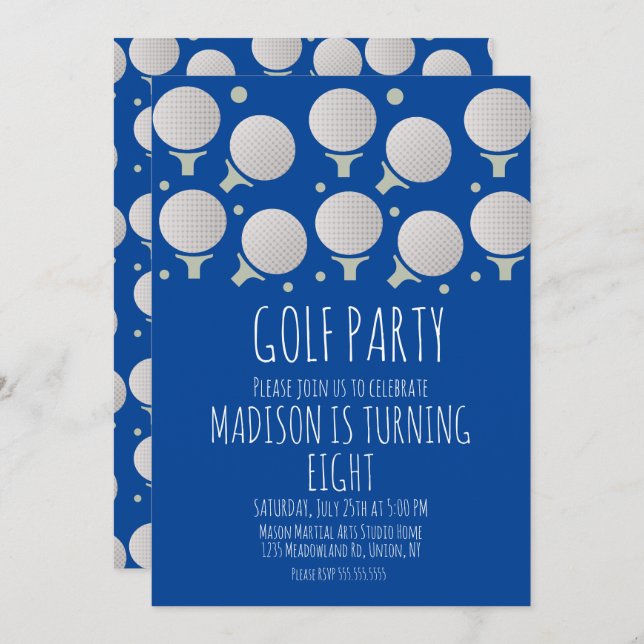 Crianças Bolas de Golfe Convite Verde Festa de ani (Frente/Verso)