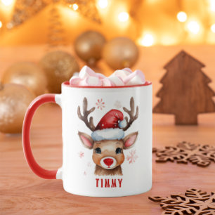 Crianças bonitas, caneca de rena com nome