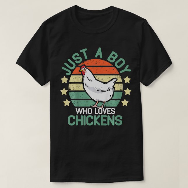 Crianças camisetas de frango só um garoto que ama  (Frente do Design)